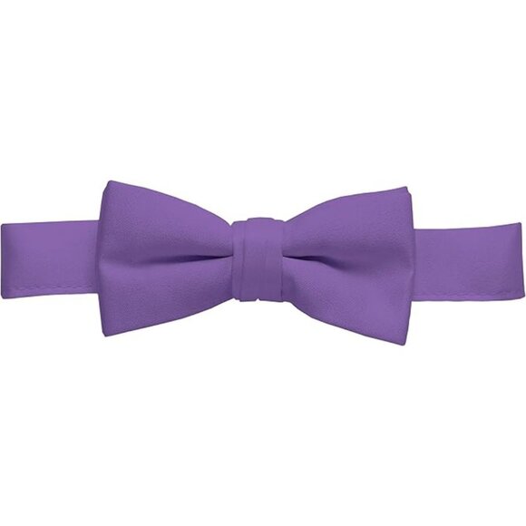 HOLD'EM Bow Tie Boys and Baby Satin Solid Color Adjustable Pre-tied - Lavender - Picture 1 of 7